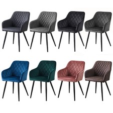 Modern Dining Chairs Velvet / Faux Leather Diamond Seat Kitchen Chairs Set