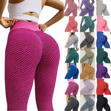 Women High Waist Yoga Pants Anti-Cellulite Leggings Bum Butt Lift Fitness Gym UK