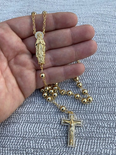 Rosary beads necklace 14k - rosary, gold