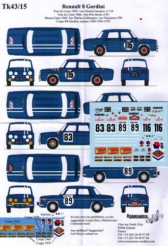 Decal renault r8 - decal, gordini