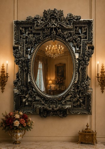 Large gold wall mirror ornate - mirror,