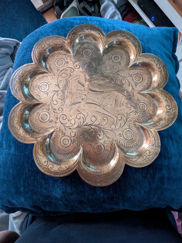 Vintage brass charger tray - or,
