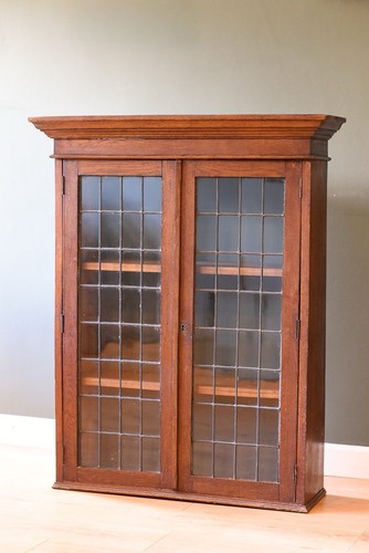 Antique light oak wall display - antique,