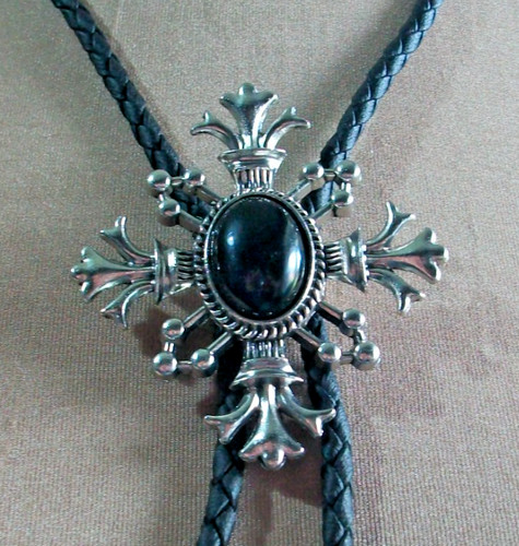 B38 western bolo tie silver - b38#,