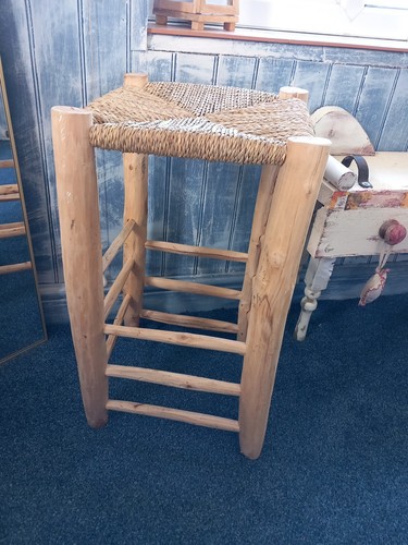 Rustic carved stool - rustic,