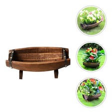  Small Wooden Bucket Half Barrel Planters Vintage Plant Pots 11.7x6.2 Inch
