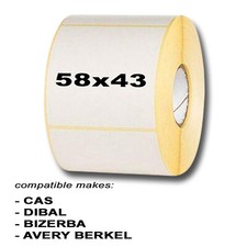SCALE LABELS - CAS (58x43mm) Dibal, Bizerba, Avery Berkel - 8, 16, 24, 44 Rolls