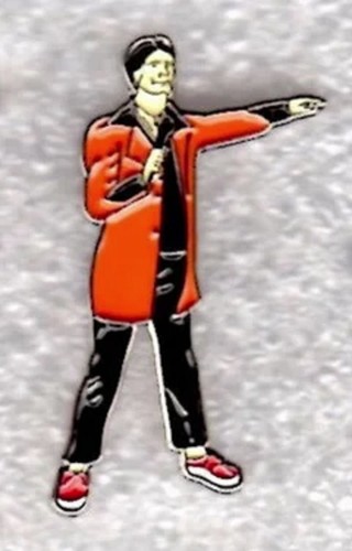 Teddy boy pin badge orange - teddy, badge.