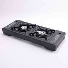 Portable Double Burner Gas Stove Camping Butane Cooker Barbecue Stove Tool