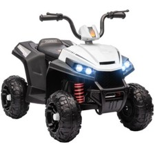 AIYAPLAY 12V Kids Electric Quad Bike with 4 Wheels Spring Suspension White New