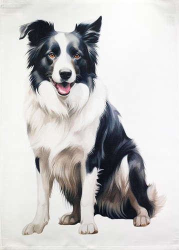 Border collie dog tea towel - border,