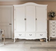 Shabby Chic White Bedroom Furniture, French Bed Bedside Table Chest Of Drawers