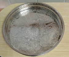 Champagne Tray Silver Plated Falstaff Circular 9.5 Inches