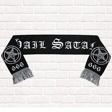 Hail Satan black embroidered scarf with Baphomet Pentagram. Occult symbolism 666