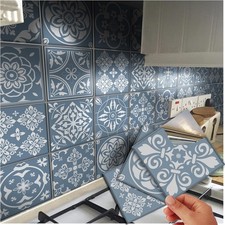 Pack of 72 Duck Egg Blue Victorian Mosaic Self-Adhesive Tile Stickers Splashback