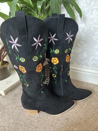 Ladies black floral midcalf - ladies,