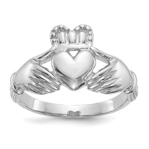 10k white gold - white, claddagh