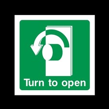 Turn Left to Open Plastic Sign