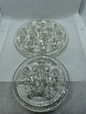 2 Clear Glass Flower Frogs for Floral Arranging Stems 16 Hole 5" & 11 Hole 3.5"