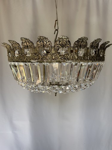 Vintage silver metal crystal - metal,