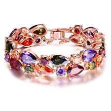 Mona Lisa Natural Peridot Amethyst Morganite Rose Gold Plated Wedding Bracelets