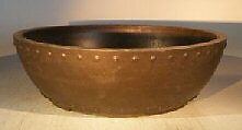 Brown Mica Bonsai Pot Round Medium Measures Outside: 9" x 3" Pot Size