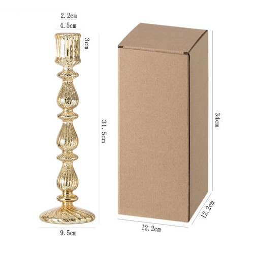 Glass candlestick ribbed table - glass,