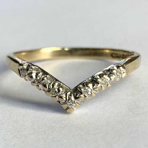Diamond wishbone ring 9ct - diamond, gold