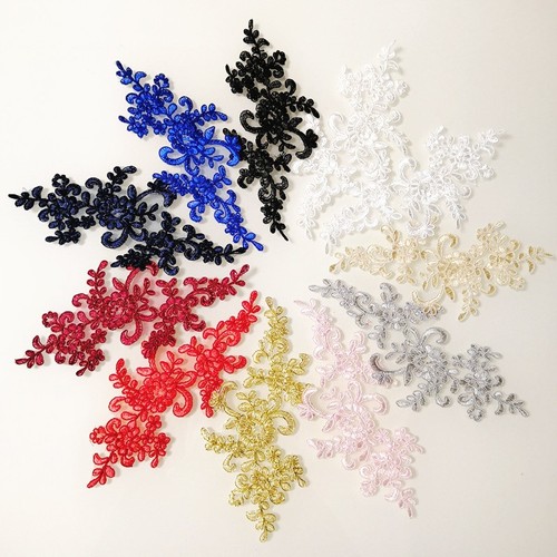 Pair embroidered corded floral - pair,