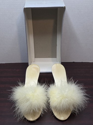 Vintage cream satin marabou - vintage,