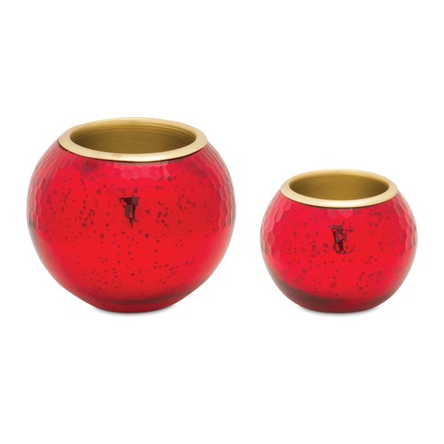 Round mercury glass votive - glass,