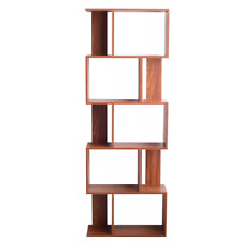 Mobili Rebecca Bookcase Shelving Unit 5 Shelves Walnut Brown Mdf 169x60x24