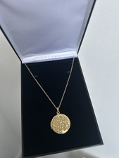18K Gold Filled Large Round Opening Locket Pendant On 20'' Chain Flower Design