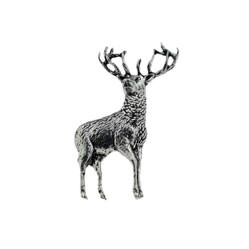 Stag pewter lapel pin badge - pewter,