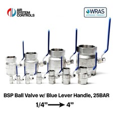 WRAS Approved Brass Ball Valve Full Bore with Blue Lever Handle - BSP 1/4" - 4"