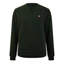BELSTAFF COTTON FLEECE REGULAR FIT SWEATSHIRT OVERHEAD IN GREEN