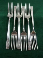 6 Vintage Thomas Turner Pedigree Plate Dinner Table Forks Silver Plated