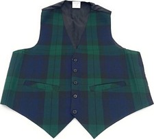 Gents Black Watch Tartan Waistcoat Size Small - 3XL