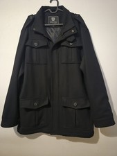 Skopes St Denis Overcoat Coat Mens XL Black Jacket Zip Pockets Wool Blend 