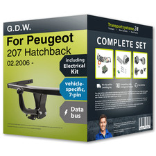 Towbar fixed for PEUGEOT 207 Hatchback 02.2006- + 7pin spec. electrical-kit NEW