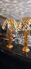 Pair Of art deco Hollywood style Gold Palm Tree Table Lamps