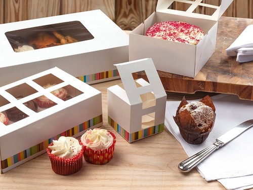 Window cupcake boxes stripe - boxes,