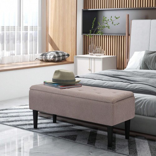 Grey storage ottoman bench - storage,