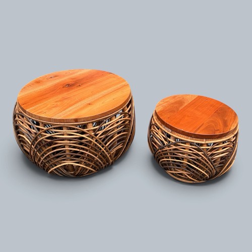 Vintage wicker pine stacking - wicker, &