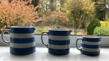 TG Green Vintage Cornishware- Blue & White - Set of 3 Jugs -- Black Shield