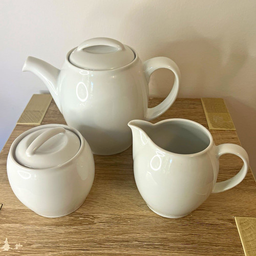 Denby white ceramic 4pc tea - denby,