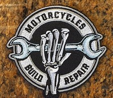 Motorcycles Build Repair Iron/Sew On Patch 8cm x 7.5cm Biker Spanner FREE P&P