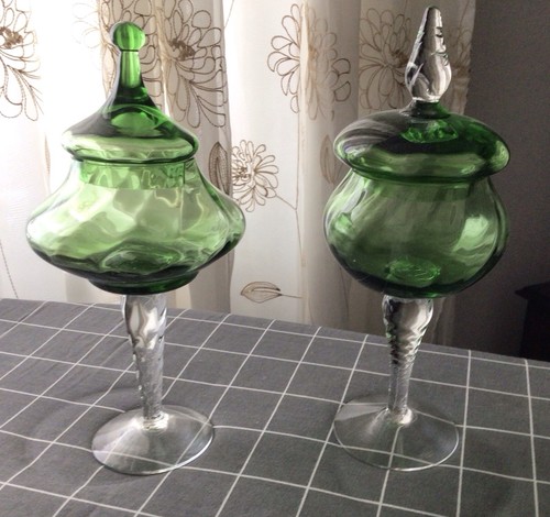 Vintage green glass apothecary - vintage,