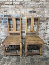Pair Rustic Wooden Dining