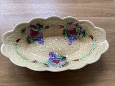 Shorter &Sons Basket weave Hand Painted Fruit Bowl 1930s